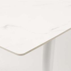 Aluminum, porcelain, and rope garden dining set in white and greige | Nelayan