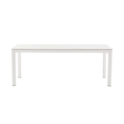 Garden dining table made of aluminium and white porcelain, 200 x 90 x 75 cm | Boori