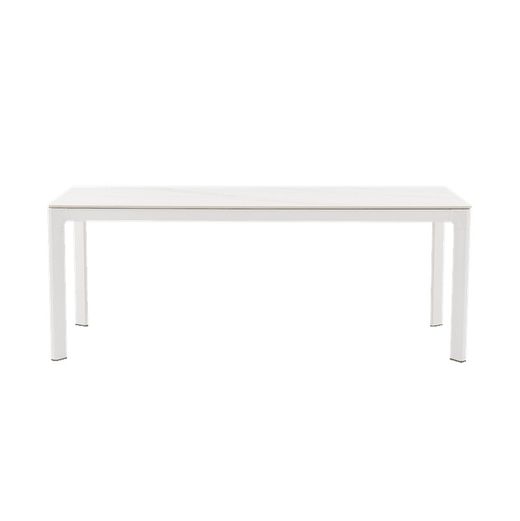Garden dining table made of aluminium and white porcelain, 200 x 90 x 75 cm | Boori