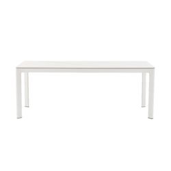 Garden dining table made of aluminium and white porcelain, 200 x 90 x 75 cm | Boori
