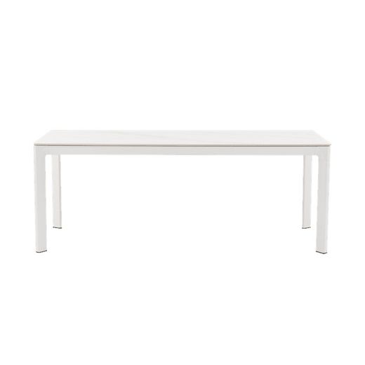 Garden dining table made of aluminium and white porcelain, 200 x 90 x 75 cm | Boori