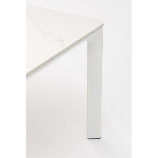 Garden dining table made of aluminium and white porcelain, 200 x 90 x 75 cm | Boori