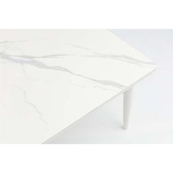 Garden dining table in aluminium and white porcelain, 220 x 100 x 75 cm | Irvine