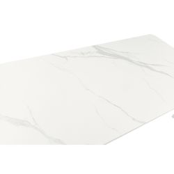 Garden dining table in aluminium and white porcelain, 220 x 100 x 75 cm | Irvine