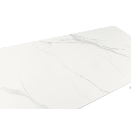 Garden dining table in aluminium and white porcelain, 220 x 100 x 75 cm | Irvine