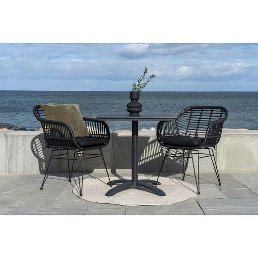 Garten-Esstisch aus Polyethylen und Aluminium in Schwarz, 70 x 70 x 72 cm | Chicago