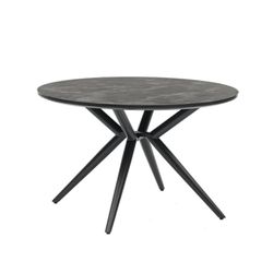 Round garden dining table made of aluminium and ceramic glass in anthracite, 120 x 120 x 75 cm | Orick