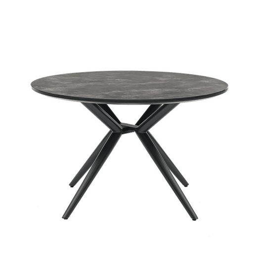 Round garden dining table made of aluminium and ceramic glass in anthracite, 120 x 120 x 75 cm | Orick