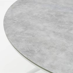 Runder Garten-Esstisch aus Aluminium und Keramikglas in Weiß und Hellgrau, 120 x 120 x 75 cm | Orick