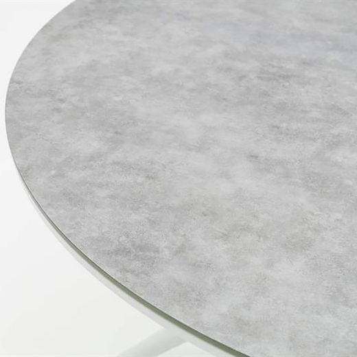 Runder Garten-Esstisch aus Aluminium und Keramikglas in Weiß und Hellgrau, 120 x 120 x 75 cm | Orick