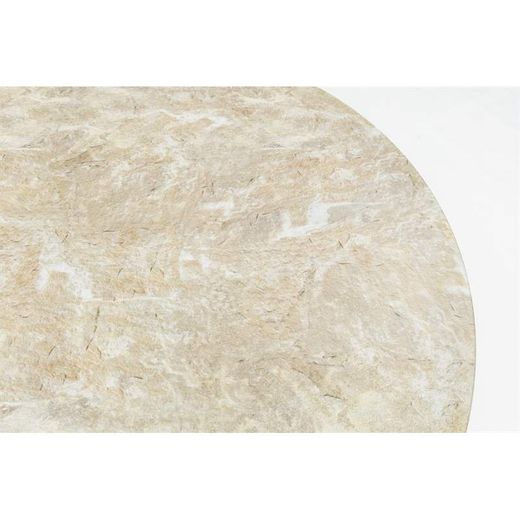 Havespisesæt med rundt bord lavet af aluminium, keramik og textilene i taupe | Orick
