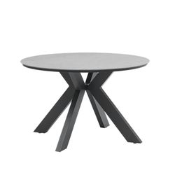 Round garden dining table made of aluminium and porcelain in anthracite and medium grey, 120 x 120 x 75 cm | Bais