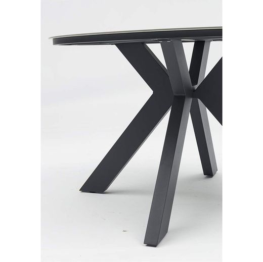 Round garden dining table made of aluminium and porcelain in anthracite and medium grey, 120 x 120 x 75 cm | Bais