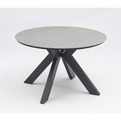 Round garden dining table made of aluminium and porcelain in anthracite and medium grey, 120 x 120 x 75 cm | Bais