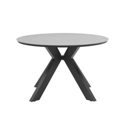 Round garden dining table made of aluminium and porcelain in anthracite and medium grey, 120 x 120 x 75 cm | Bais