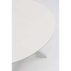 Round garden dining table made of aluminium and porcelain in white, 120 x 120 x 75 cm | Bais