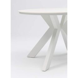 Round garden dining table made of aluminium and porcelain in white, 120 x 120 x 75 cm | Bais