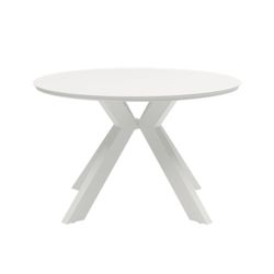 Round garden dining table made of aluminium and porcelain in white, 120 x 120 x 75 cm | Bais