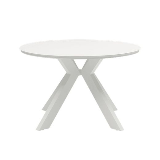Round garden dining table made of aluminium and porcelain in white, 120 x 120 x 75 cm | Bais