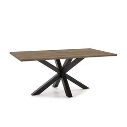 COMBA Prostokątny stół do jadalni z ciemnej/czarnej naturalnej melaminy i metalu, 180x100x76 cm