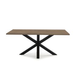 COMBA Prostokątny stół do jadalni z ciemnej/czarnej naturalnej melaminy i metalu, 180x100x76 cm