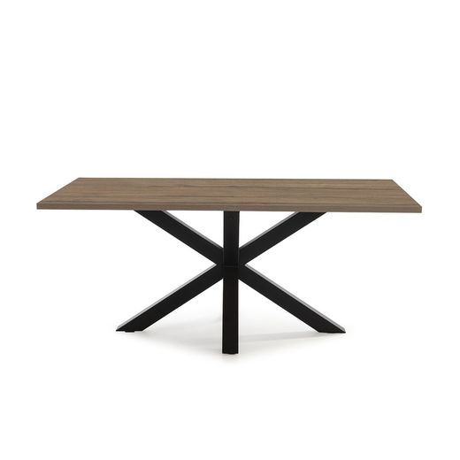 COMBA Prostokątny stół do jadalni z ciemnej/czarnej naturalnej melaminy i metalu, 180x100x76 cm