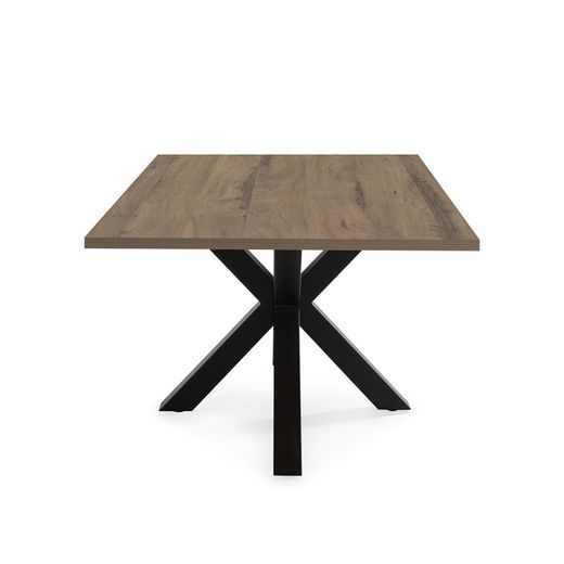 COMBA Prostokątny stół do jadalni z ciemnej/czarnej naturalnej melaminy i metalu, 180x100x76 cm