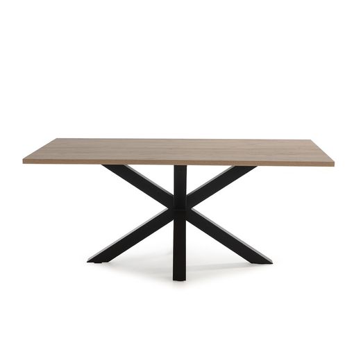 COMBA Prostokątny stół do jadalni z melaminy i naturalnego/czarnego metalu, 180x100x76 cm