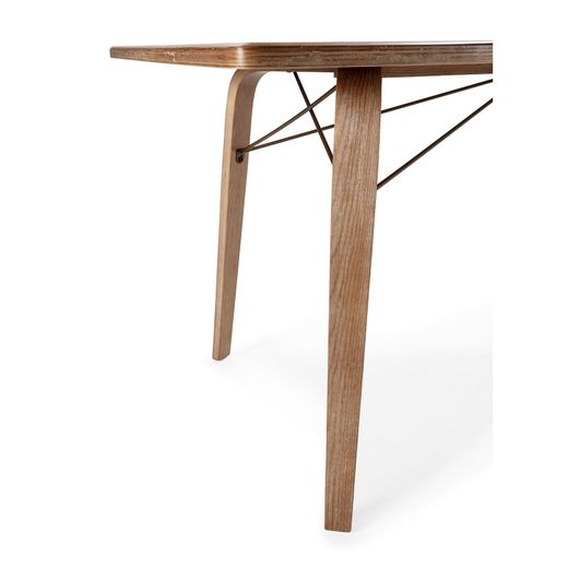 Rectangular wooden dining table in washed oak color, 180 x 90 x 76 cm | Lujan