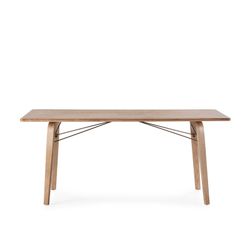 Rectangular wooden dining table in washed oak color, 180 x 90 x 76 cm | Lujan
