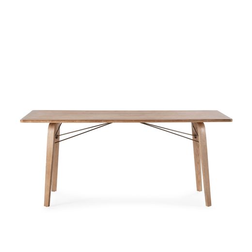 Rectangular wooden dining table in washed oak color, 180 x 90 x 76 cm | Lujan