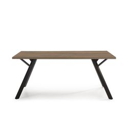 PAOLA Prostokątny stół do jadalni z naturalnej/czarnej melaminy, 160x90x76 cm