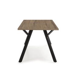 PAOLA Prostokątny stół do jadalni z naturalnej/czarnej melaminy, 160x90x76 cm