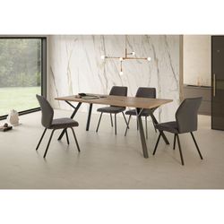 PAOLA Prostokątny stół do jadalni z naturalnej/czarnej melaminy, 160x90x76 cm