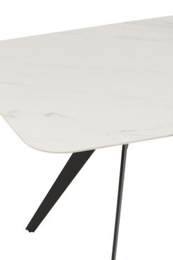 Rectangular WHITE Porcelain and Metal Dining Table White/Black, 180x90x74 cm