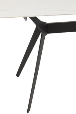 Rectangular WHITE Porcelain and Metal Dining Table White/Black, 180x90x74 cm