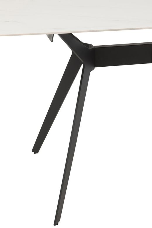Rectangular WHITE Porcelain and Metal Dining Table White/Black, 180x90x74 cm