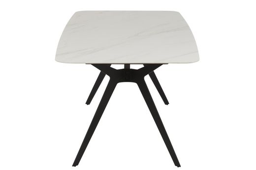 Rectangular WHITE Porcelain and Metal Dining Table White/Black, 180x90x74 cm