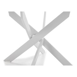 Round tempered glass and metal dining table in transparent and white, 120 x 120 x 76 cm | Ruth