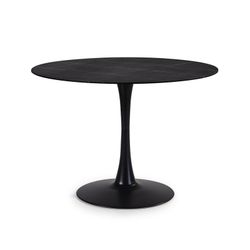 Ronde eettafel van glas en metaal in zwart, 110 x 110 x 75 cm | Adam