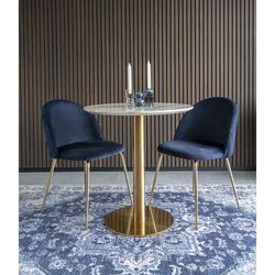 Tavolo da pranzo rotondo in legno effetto marmo bianco, 70 x 70 x 75 cm | Bolzano