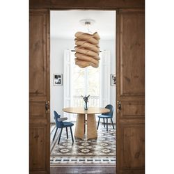 Round wooden dining table in natural color, 137 x 137 x 75 cm | Cep