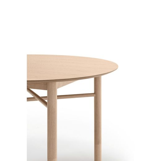 Round wooden dining table in light natural color, 120 x 120 x 75 cm | Junco