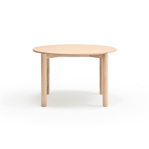 Round dining table in light natural wood, 125.3 x 120 x 75.2 cm | Atlas
