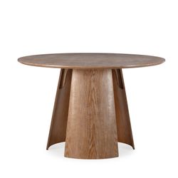 Round wooden dining table in washed oak color, 120 x 120 x 75 cm | Zuri