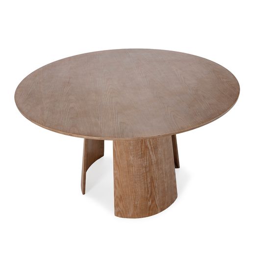 Round wooden dining table in washed oak color, 120 x 120 x 75 cm | Zuri