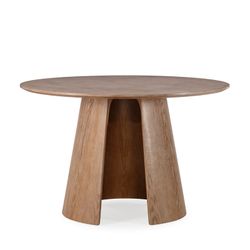 Round wooden dining table in washed oak color, 120 x 120 x 75 cm | Zuri
