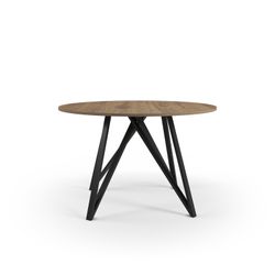 Table de salle à manger ronde en bois et métal, couleur chêne, 130 x 130 x 75 cm | Salma