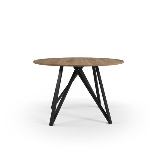 Table de salle à manger ronde en bois et métal, couleur chêne, 130 x 130 x 75 cm | Salma