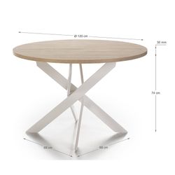 Runder Esstisch aus Holz und Metall in Natur und Weiß, 120 x 120 x 77 cm | Dort